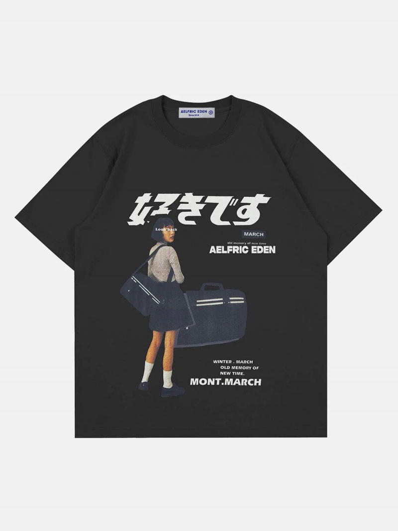 T Shirts Aelfric Eden 好きです Japanese Girl Graphique Tee Bleu | LAQ-21436303